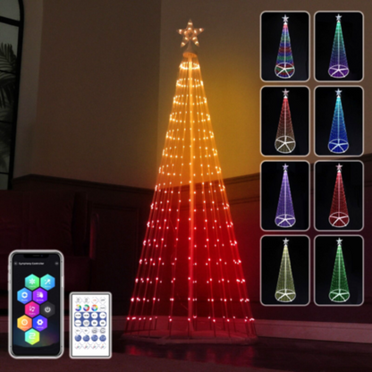 Arbre de Noël animé à LED multicolores de 6.4FT pour l'extérieur