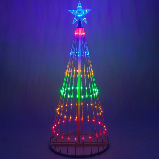 Arbre de Noël animé à LED multicolores de 6.4FT pour l'extérieur