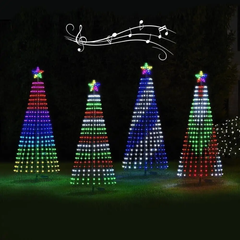 Arbre de Noël animé à LED multicolores de 6.4FT pour l'extérieur