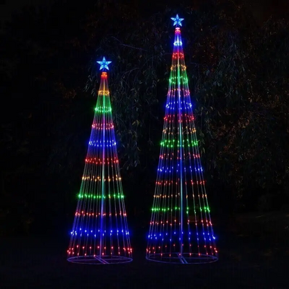 Arbre de Noël animé à LED multicolores de 6.4FT pour l'extérieur